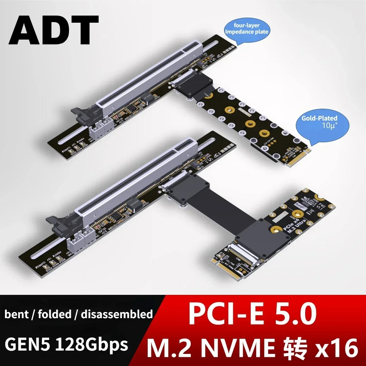 Pcie 5.0 Gpu Riser Cable - Kabel przedłużający ADT-Link PCIe 5.0 M.2