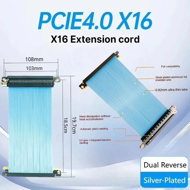 Itx Gpu Riser Pcie 4.0 16X - Podwójny kabel riser PCIe 4.0 do